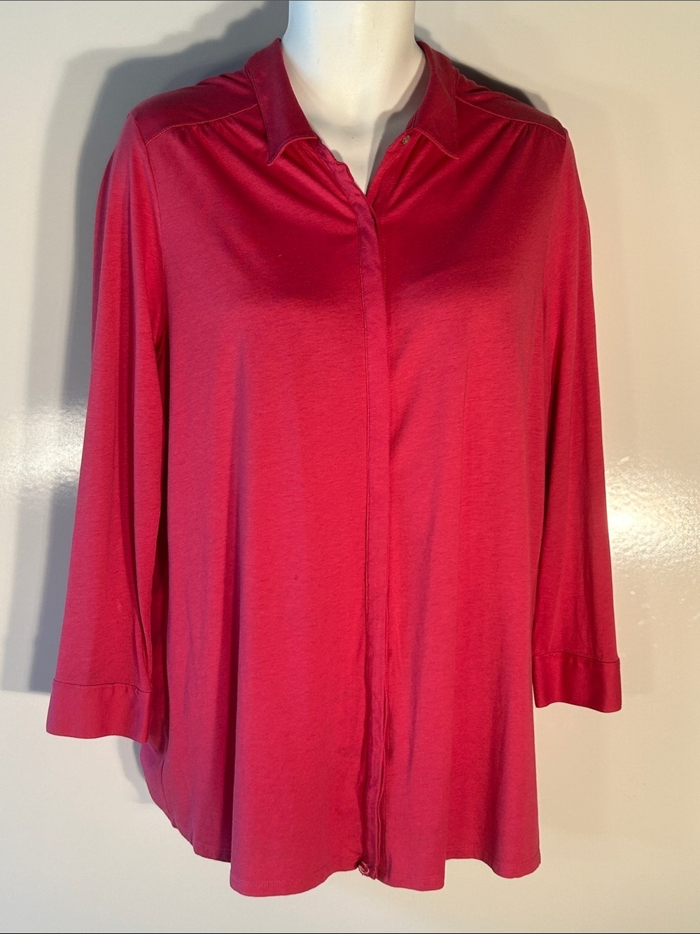 J. Jill NWT SZXL Pink Cotton-Modal Knit Longline Relaxed Top Closet Staple Comfy